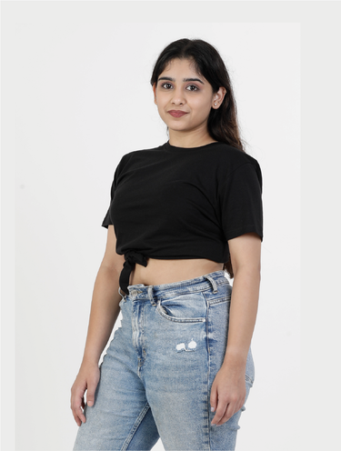 Basics 160 Cotton Knot Crop Top