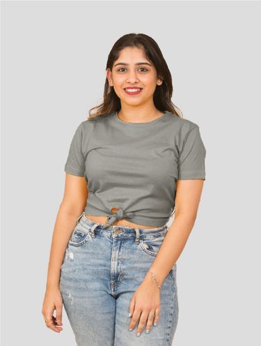 Basics 160 Cotton Knot Crop Top